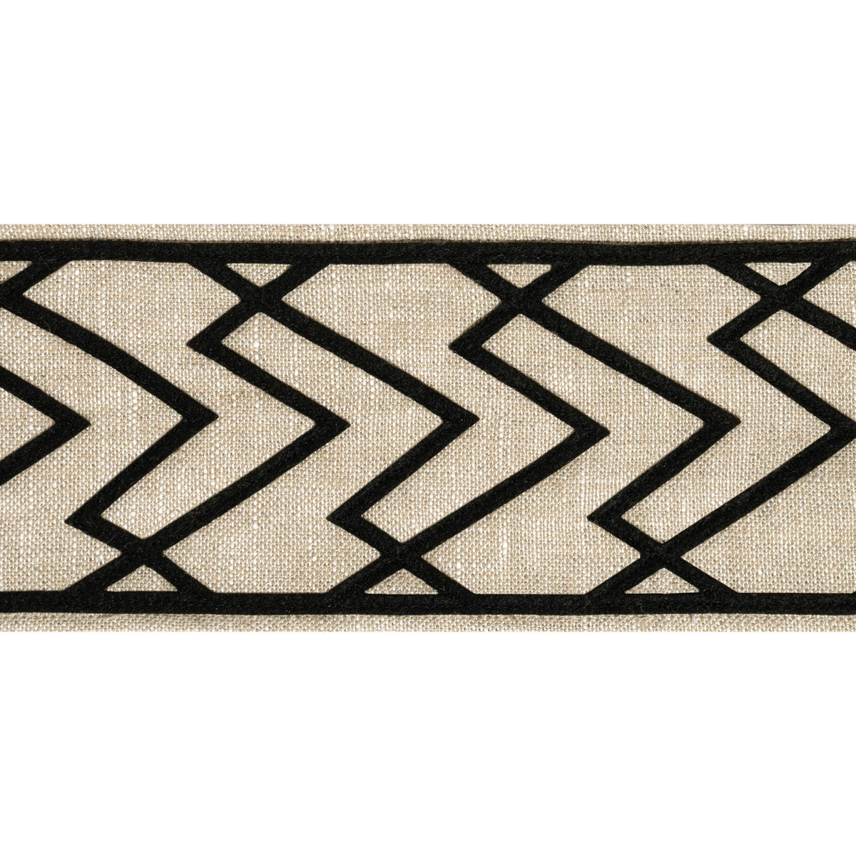 Thibaut Summit Applique Tape Black On Linen Trim