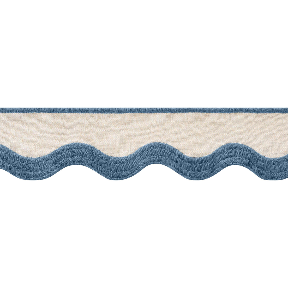 Thibaut Wave Tape Cadet On Linen Trim