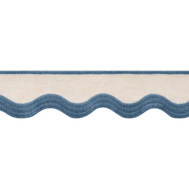 Thibaut Wave Tape Cadet On Linen Trim