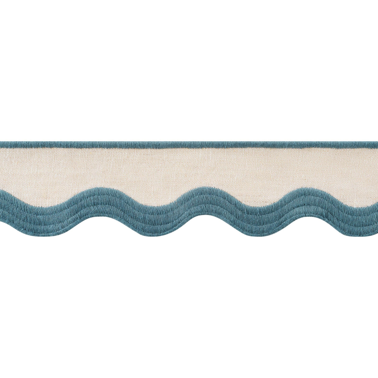 Thibaut Wave Tape Peacock On Linen Trim