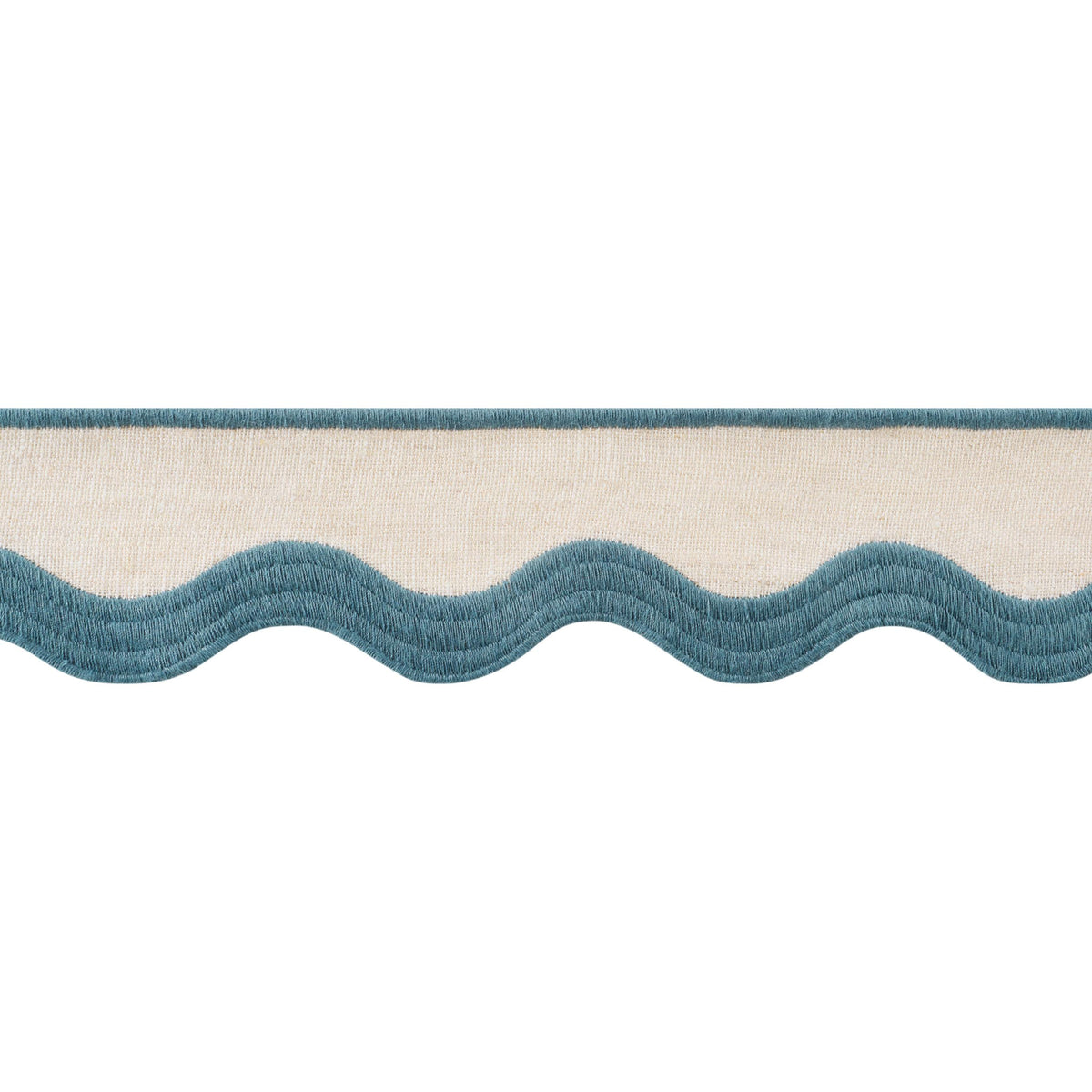 Thibaut Wave Tape Peacock On Linen Trim