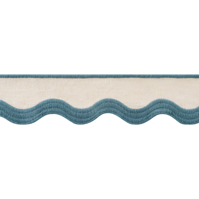 Thibaut Wave Tape Peacock On Linen Trim