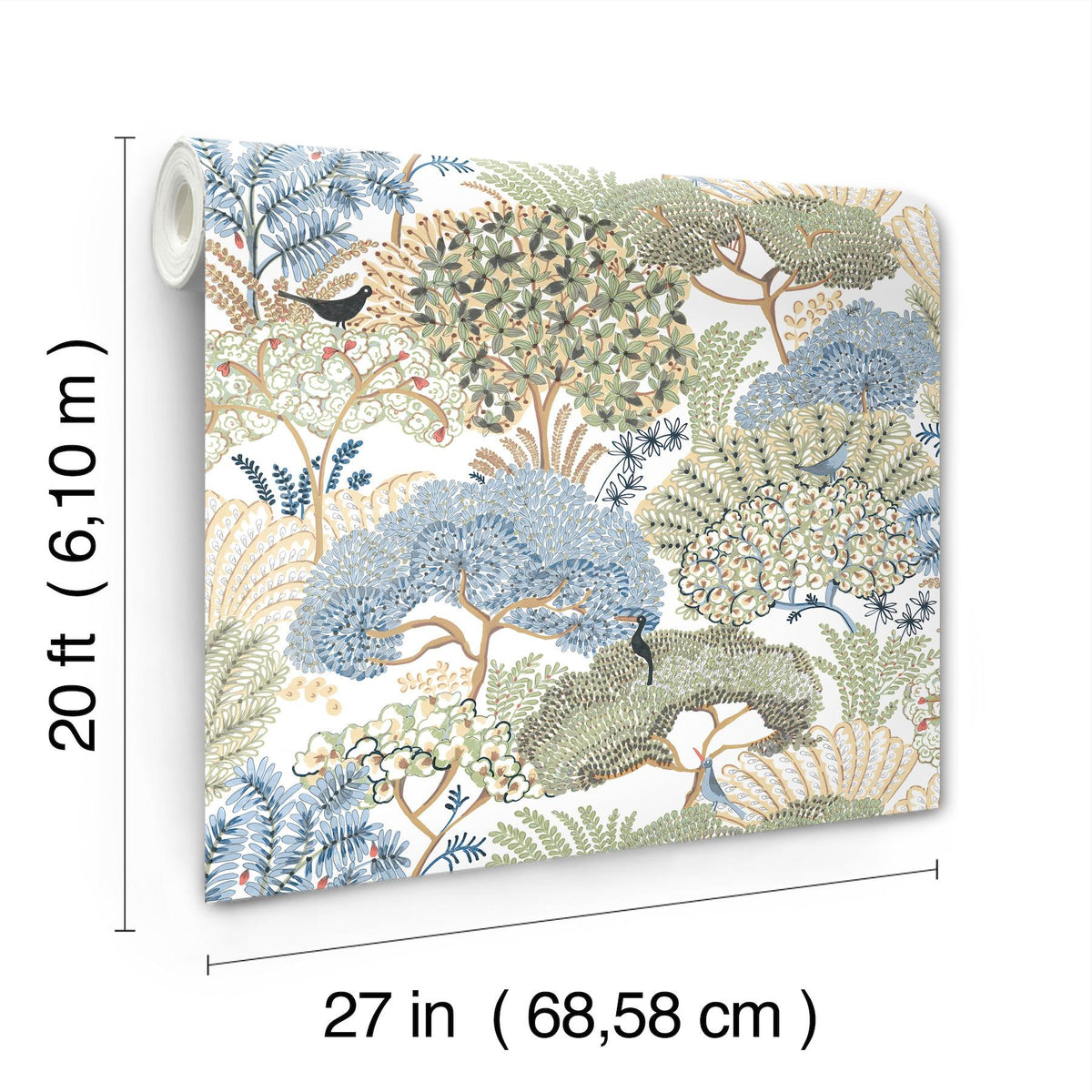 York Wallcoverings Everbloom Forest Butter Botanical Peel + Stick Wallpaper