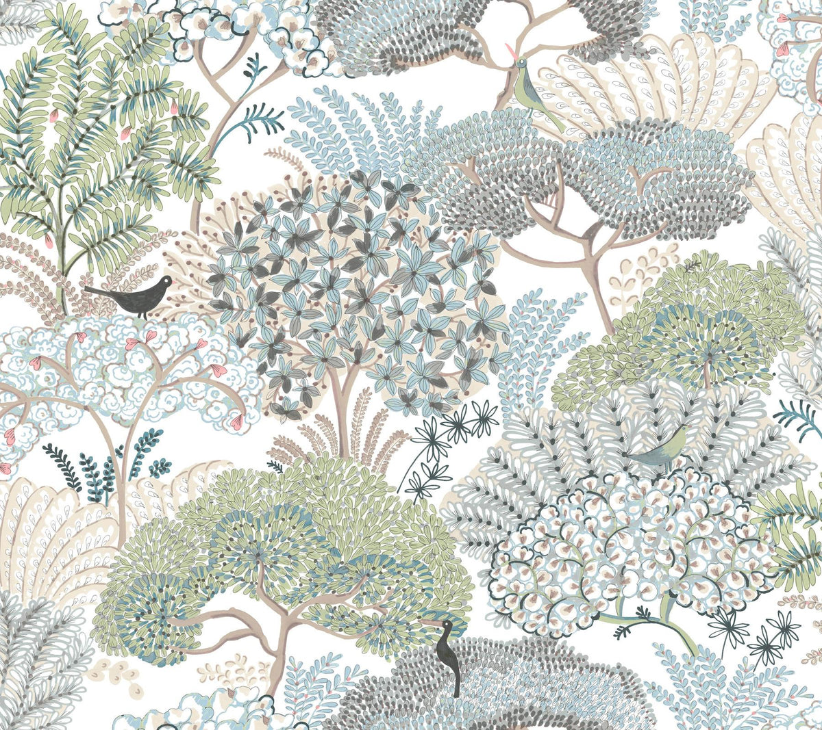 York Wallcoverings Everbloom Forest Aqua Botanical Peel + Stick Wallpaper