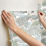 York Wallcoverings Everbloom Forest Aqua Botanical Peel + Stick Wallpaper