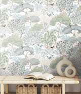 York Wallcoverings Everbloom Forest Aqua Botanical Peel + Stick Wallpaper