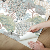 York Wallcoverings Everbloom Forest Aqua Botanical Peel + Stick Wallpaper
