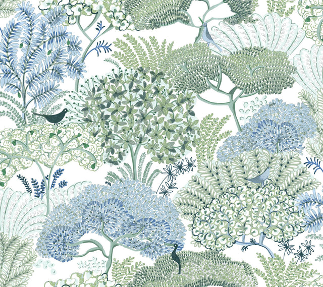 York Wallcoverings Everbloom Forest Green Botanical Peel + Stick Wallpaper