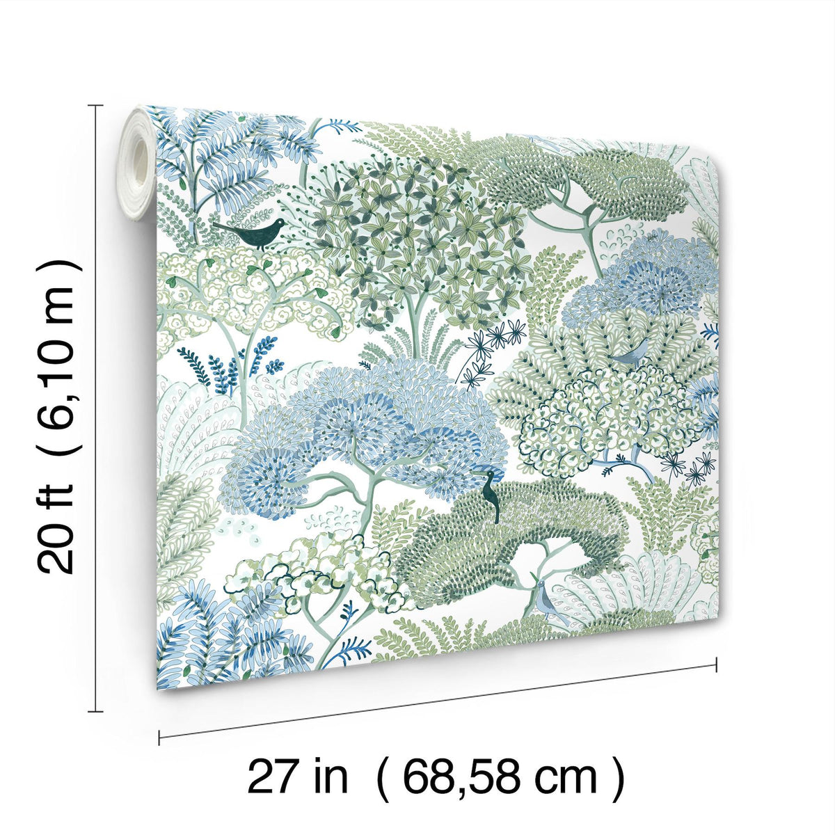 York Wallcoverings Everbloom Forest Green Botanical Peel + Stick Wallpaper