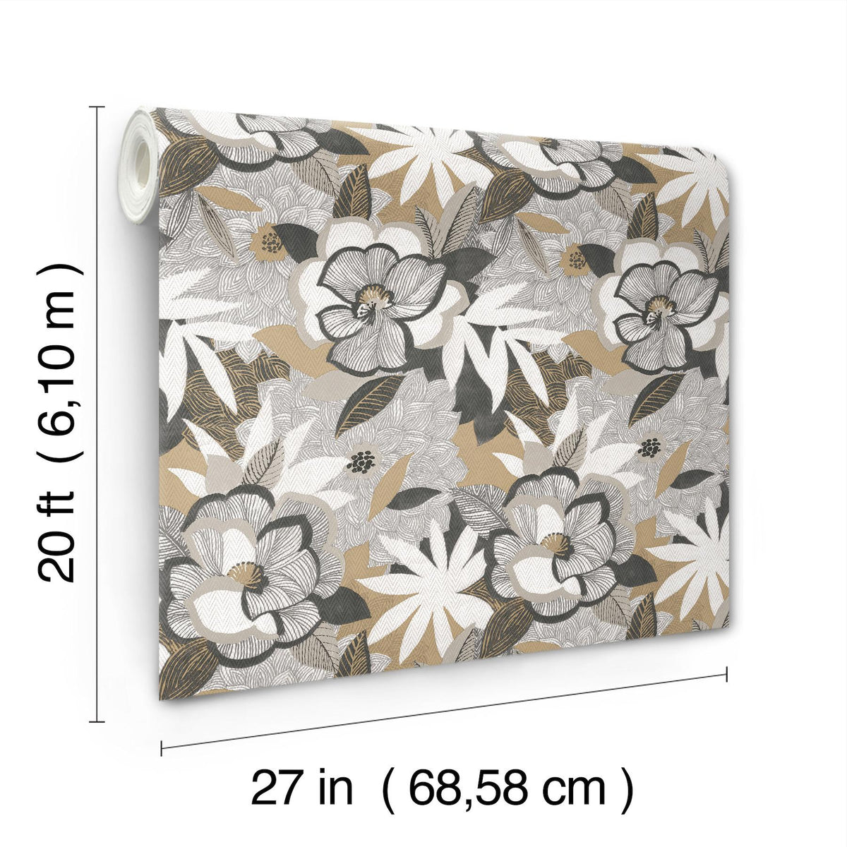 York Wallcoverings Fantasium Black Floral Peel + Stick Wallpaper