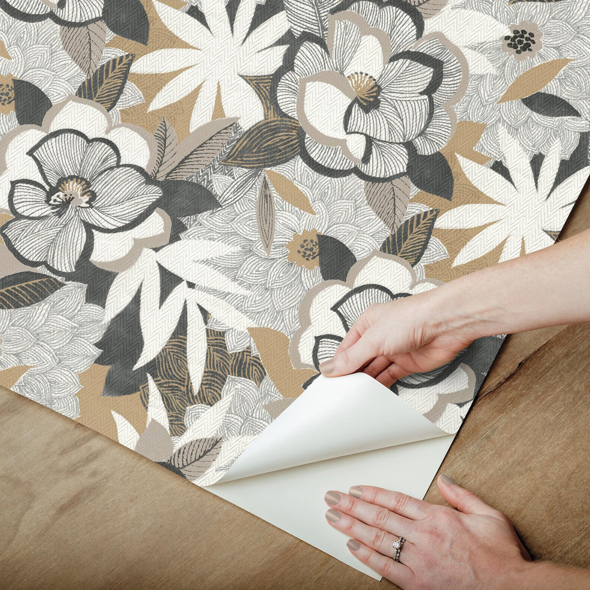 York Wallcoverings Fantasium Black Floral Peel + Stick Wallpaper