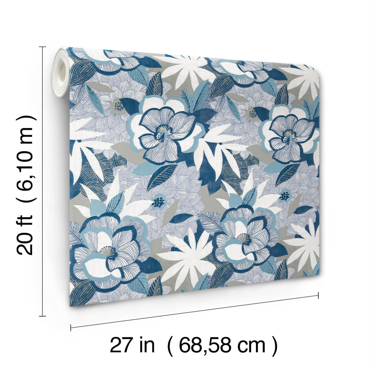 York Wallcoverings Fantasium Blue Floral Peel + Stick Wallpaper