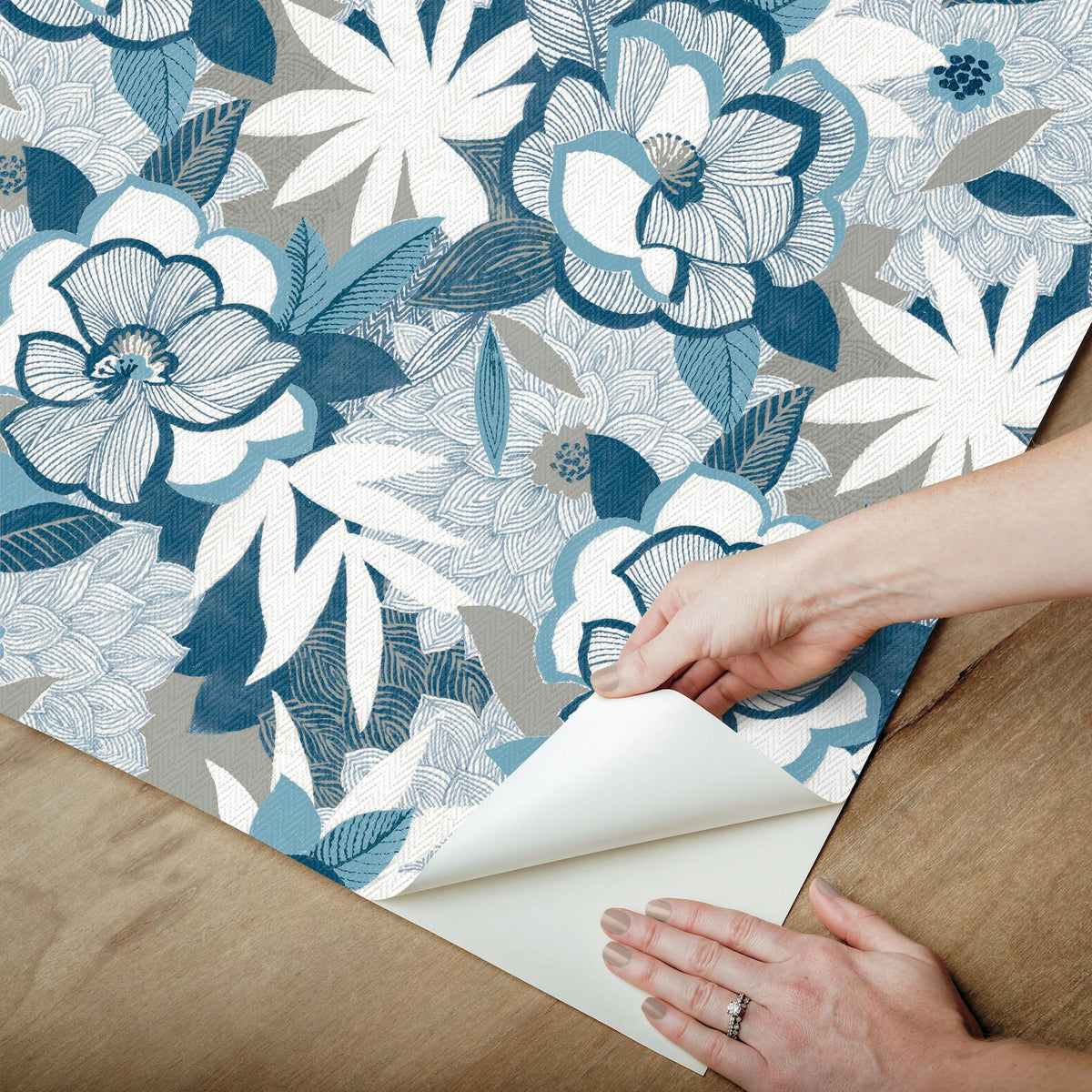 York Wallcoverings Fantasium Blue Floral Peel + Stick Wallpaper