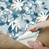 York Wallcoverings Fantasium Blue Floral Peel + Stick Wallpaper