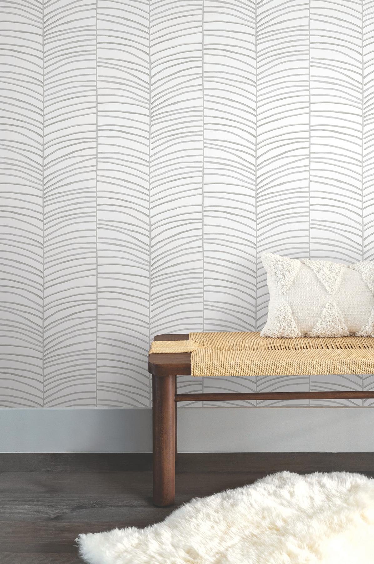 York Wallcoverings Cascade Palm Grey Chic Tropics Peel + Stick Wallpaper