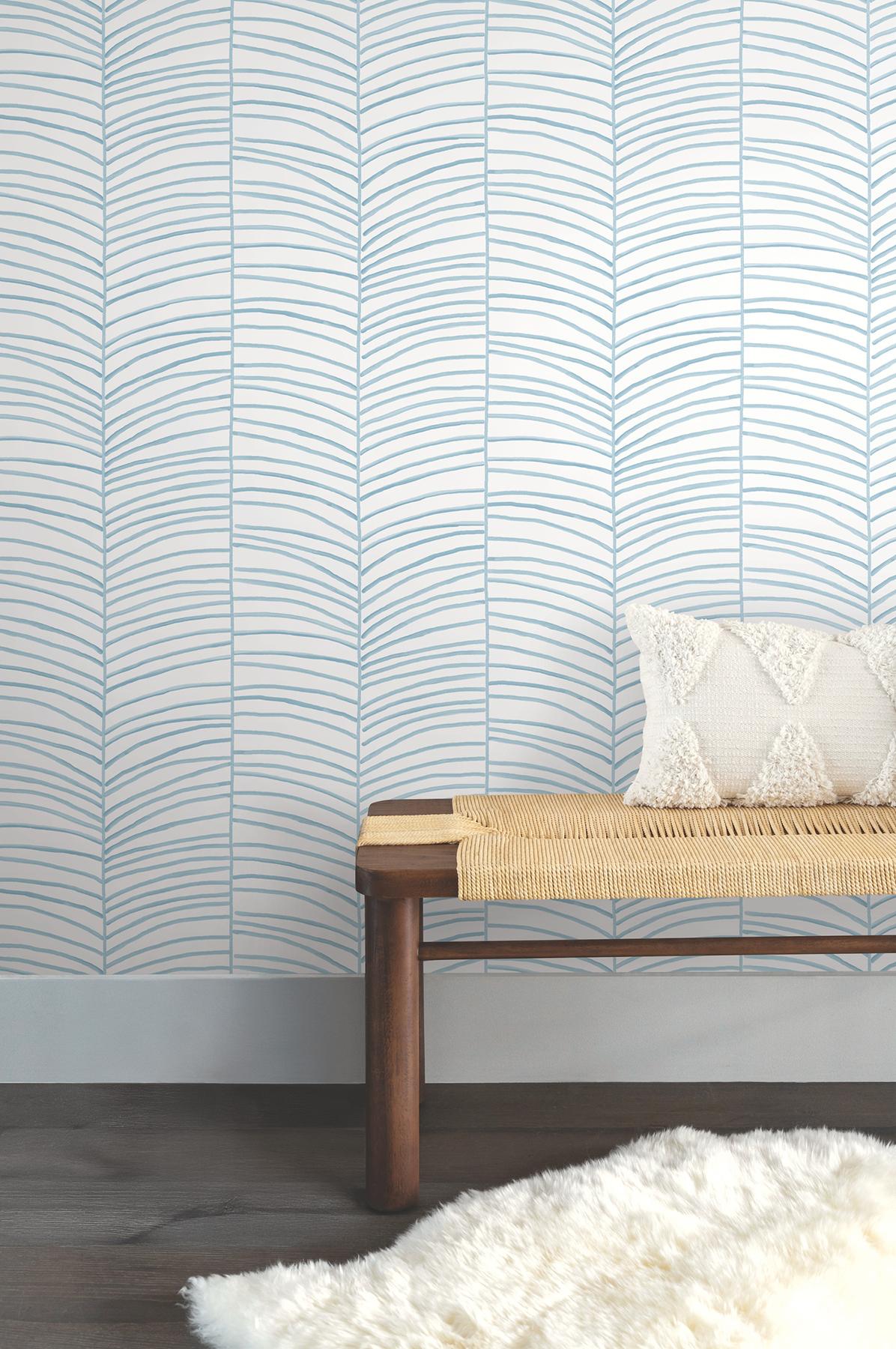 York Wallcoverings Cascade Palm Blue Chic Tropics Peel + Stick Wallpaper