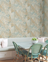 York Wallcoverings Crown Canopy Teal Palm Peel + Stick Wallpaper
