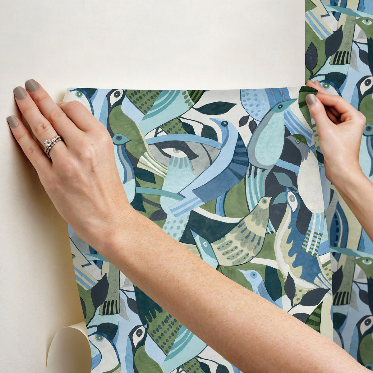 York Wallcoverings Fauvist Flock Green Abstract Peel + Stick Wallpaper