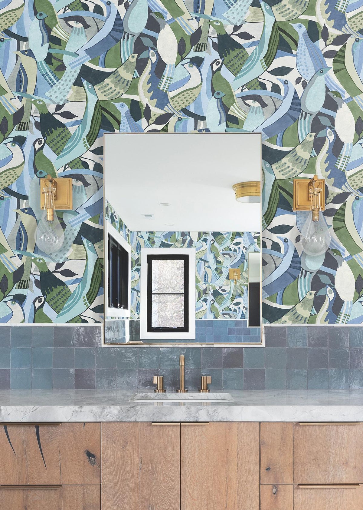 York Wallcoverings Fauvist Flock Green Abstract Peel + Stick Wallpaper