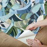 York Wallcoverings Fauvist Flock Green Abstract Peel + Stick Wallpaper