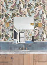 York Wallcoverings Fauvist Flock Plum Abstract Peel + Stick Wallpaper
