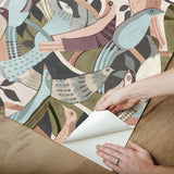 York Wallcoverings Fauvist Flock Plum Abstract Peel + Stick Wallpaper