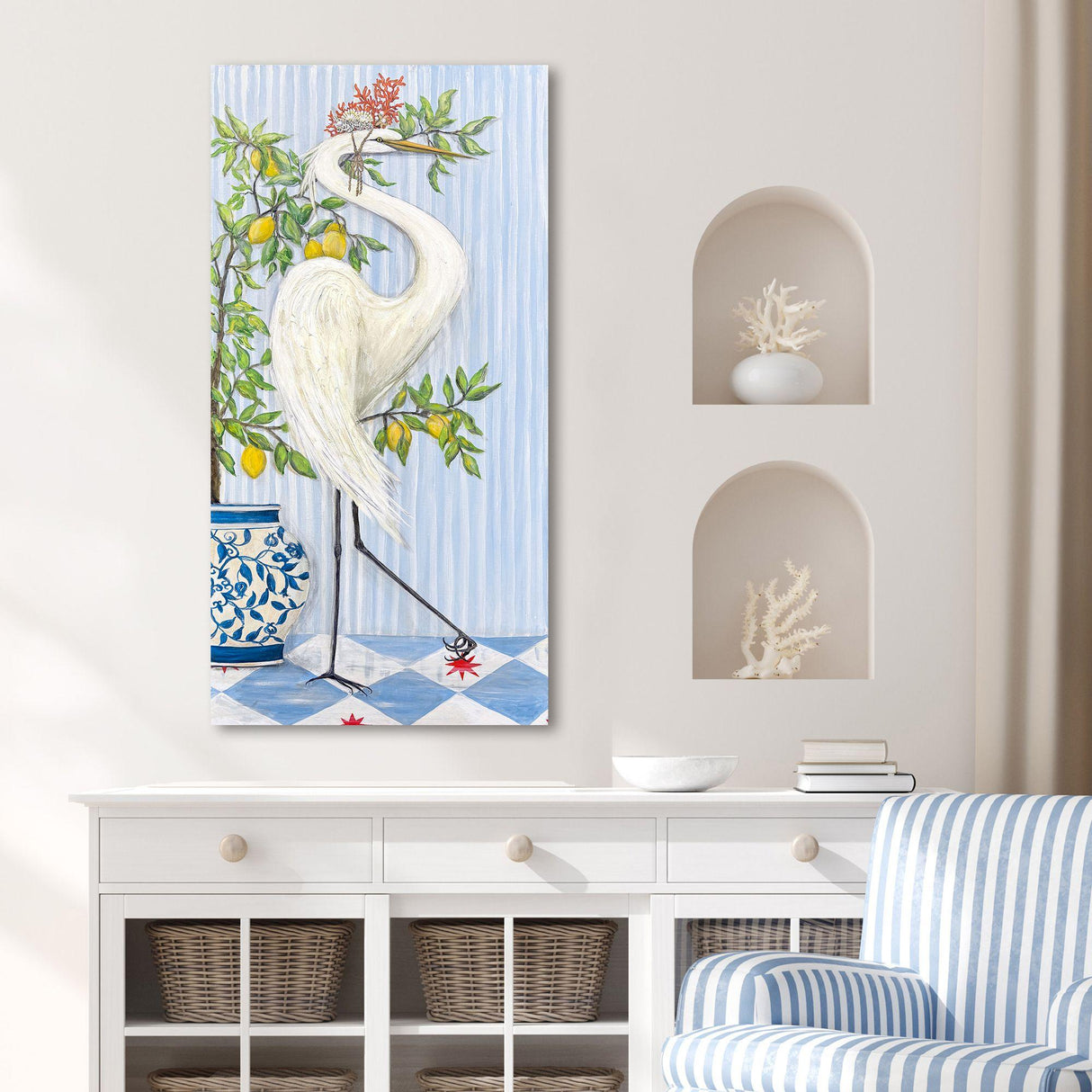 Paragon Crowned Crane I Blue 48 X 24 X 4 Wall Hanging
