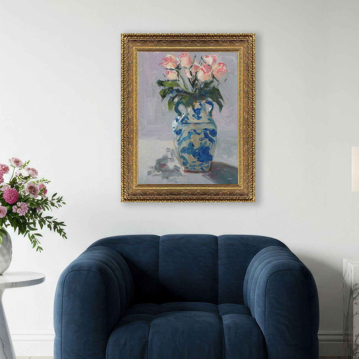 Paragon Winter Roses Blue 48 X 38 X 3 Wall Art