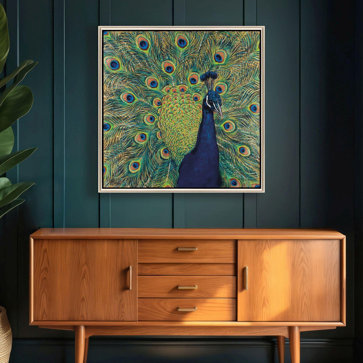 Paragon Peacock Plumage Blue 38 X 38 X 3 Wall Art