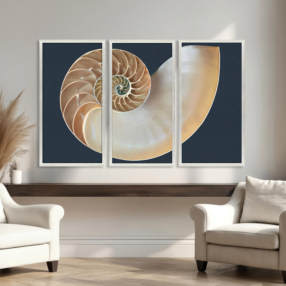 Paragon Nautilus Triptych S/3 Blue 47 X 25 X 2 Wall Art