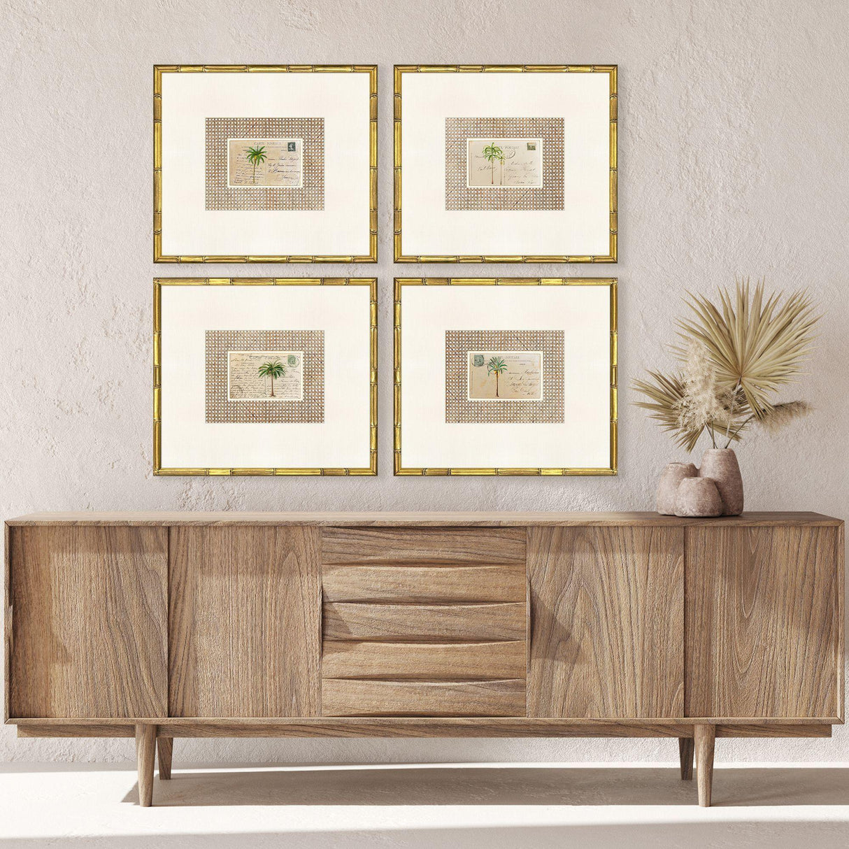 Paragon Palm Postale S/4 Beige 18 X 20 X 2 Wall Art