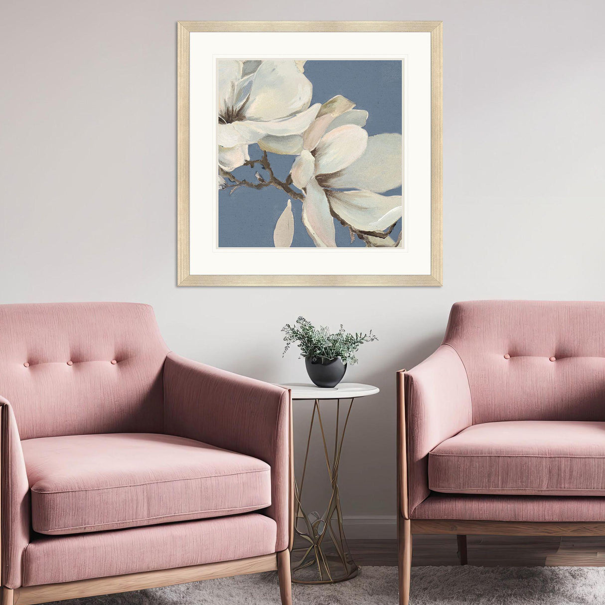 Paragon Magnolia on Blue II Blue 42 X 42 X 2 Wall Art
