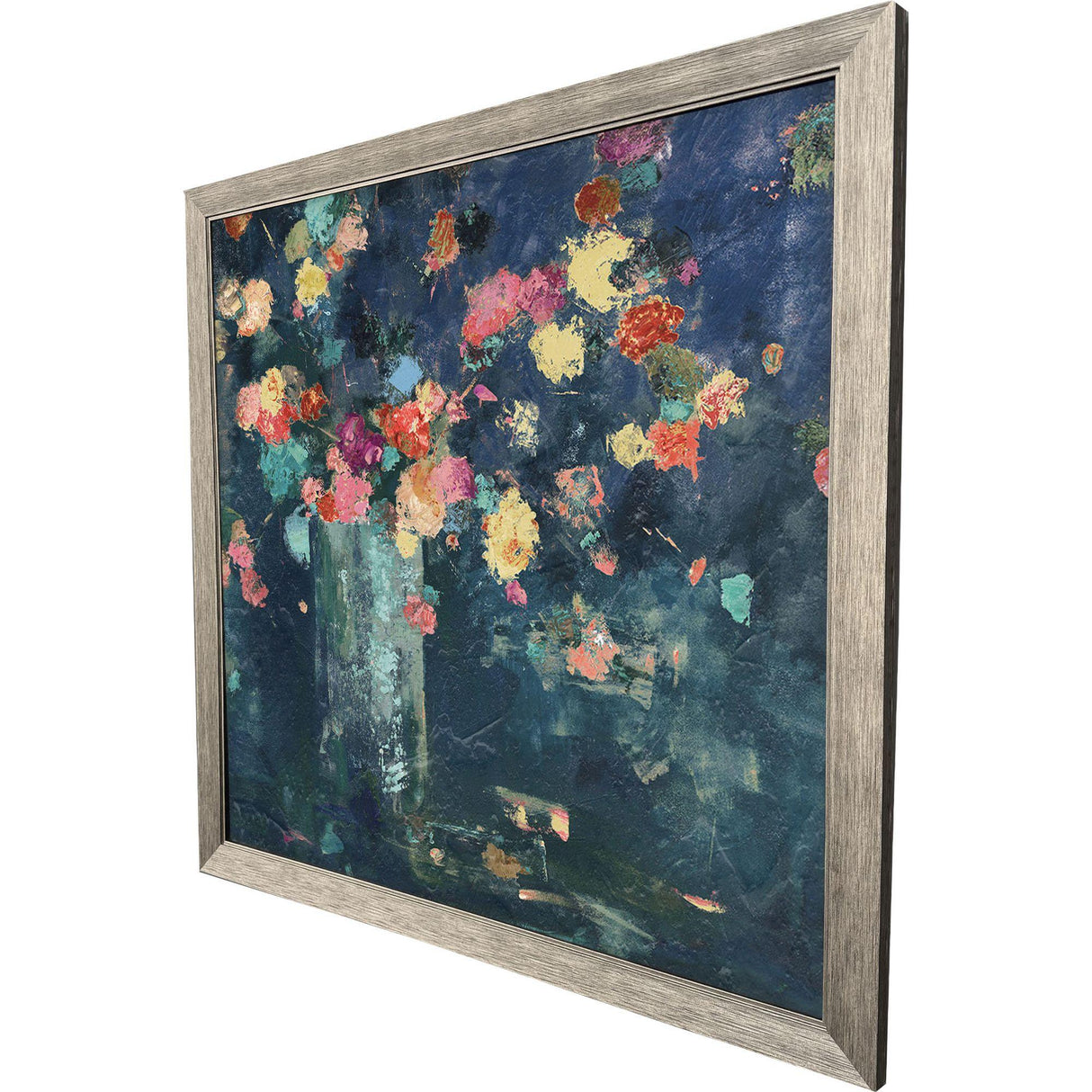Paragon Vintage Floral on Blue Blue 40 X 40 X 2 Wall Art
