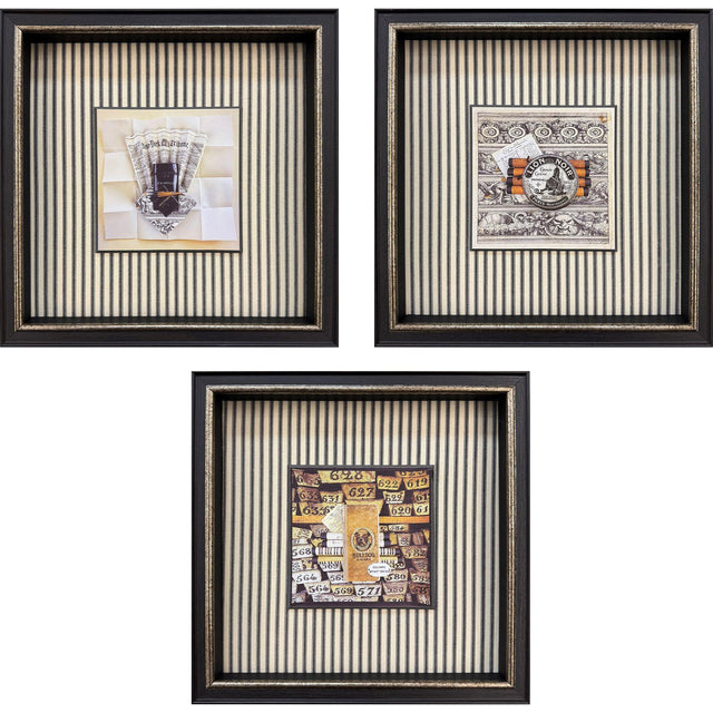 Paragon Vintage Collages I S/3 Black 14 X 14 X 3 Wall Art