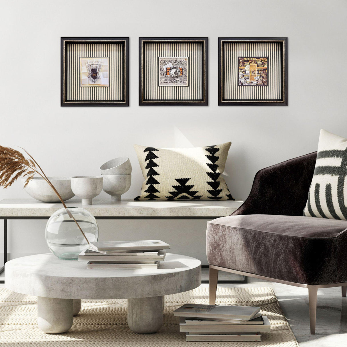 Paragon Vintage Collages I S/3 Black 14 X 14 X 3 Wall Art
