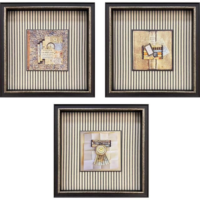 Paragon Vintage Collages II S/3 Black 14 X 14 X 3 Wall Art