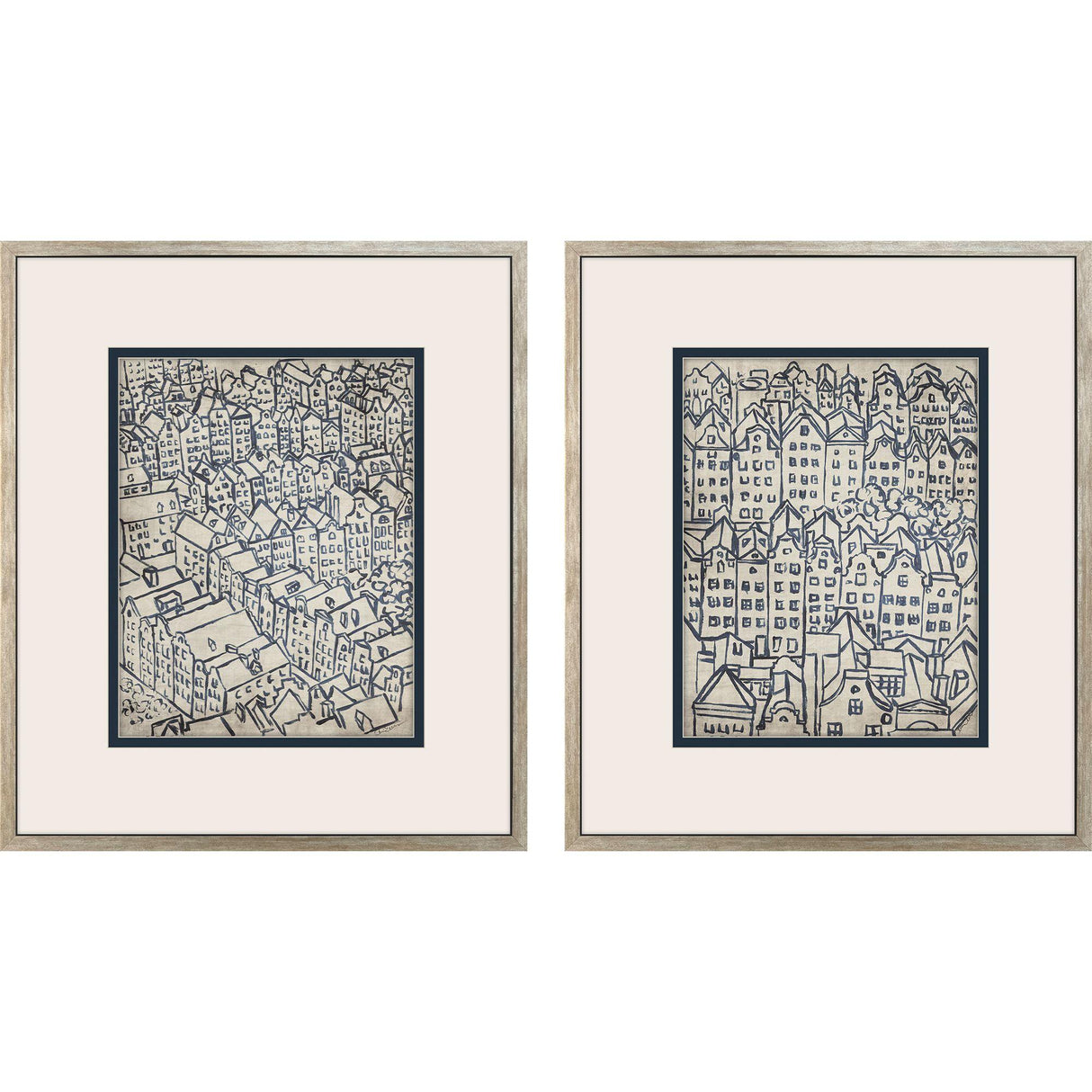 Paragon Europe Rooftops S/2 Blue 22 X 19 X 2 Wall Art