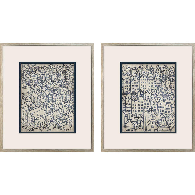 Paragon Europe Rooftops S/2 Blue 22 X 19 X 2 Wall Art