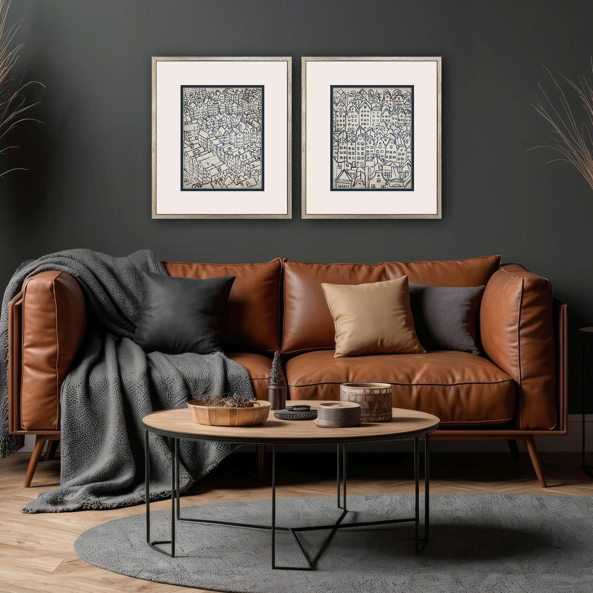 Paragon Europe Rooftops S/2 Blue 22 X 19 X 2 Wall Art