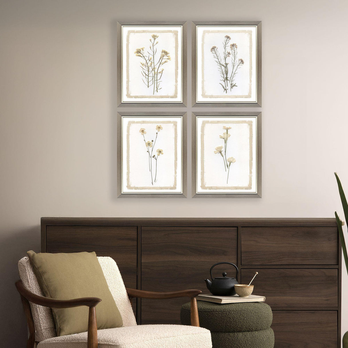 Paragon Brown Petals S/4 Beige 15 X 12 X 1 Wall Art