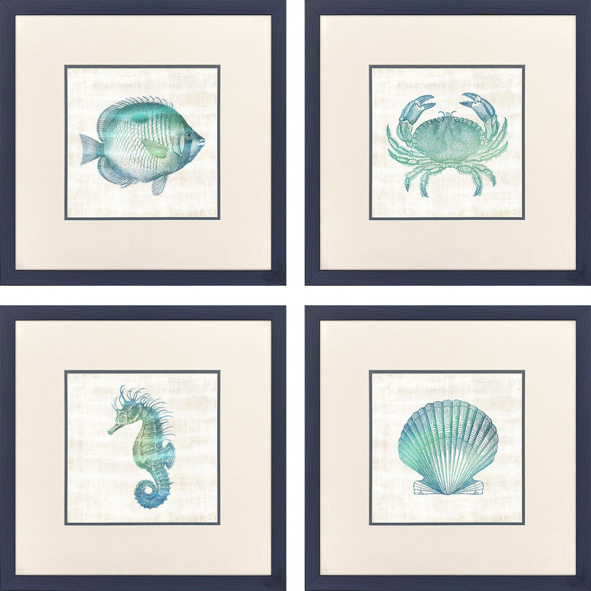 Paragon Blue Green Sealife S/4 Blue 22 X 22 X 1 Wall Art