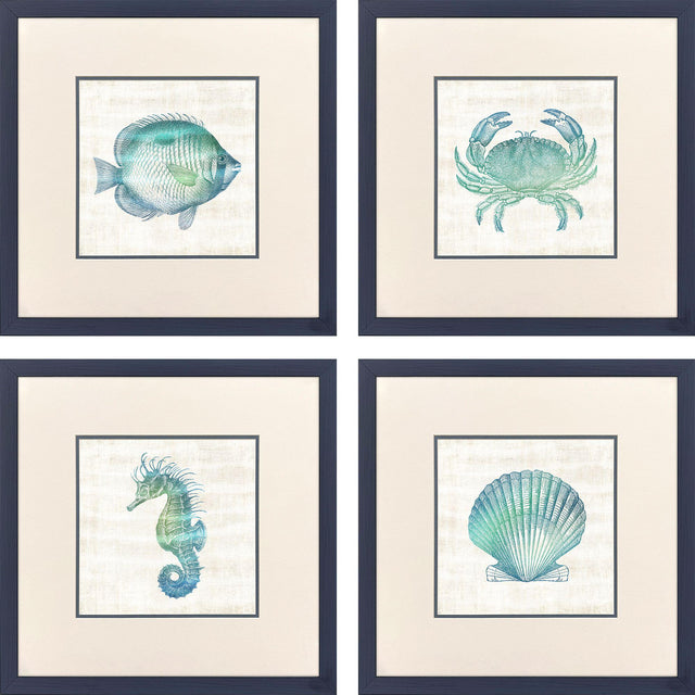 Paragon Blue Green Sealife S/4 Blue 22 X 22 X 1 Wall Art