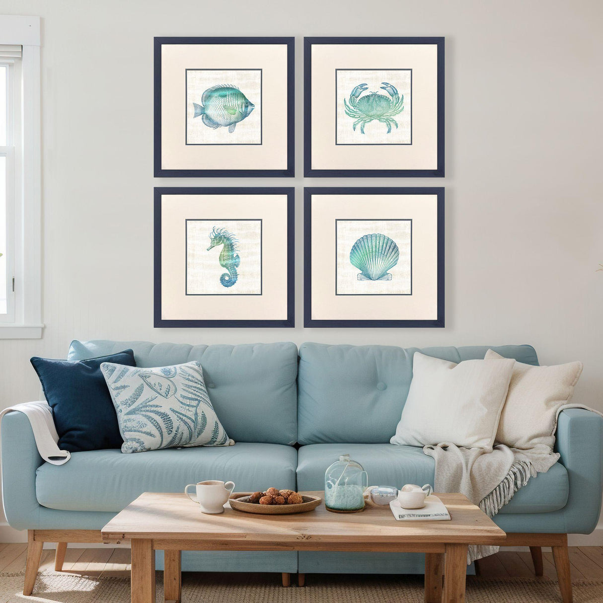 Paragon Blue Green Sealife S/4 Blue 22 X 22 X 1 Wall Art