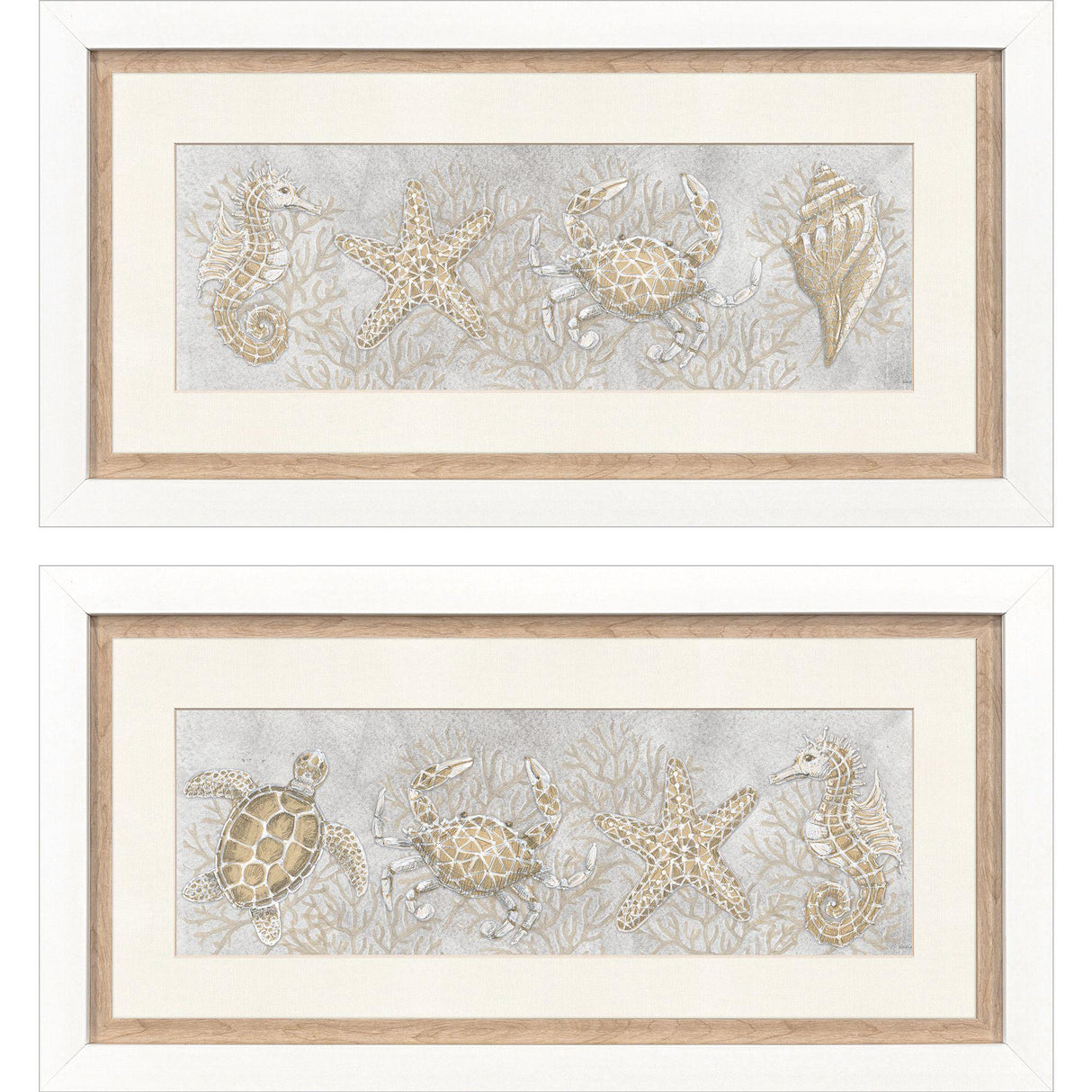 Paragon Drawing Sea Creatures S/2 Gray 16 X 32 X 2 Wall Art