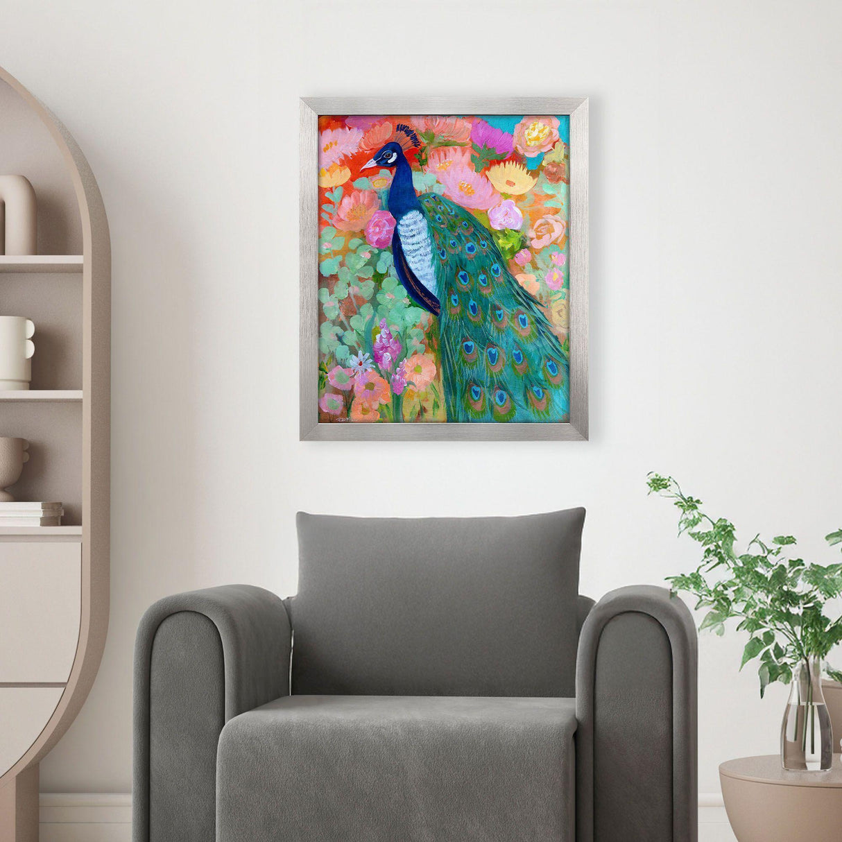 Paragon Floral Peacock II Pink 32 X 26 X 2 Wall Art