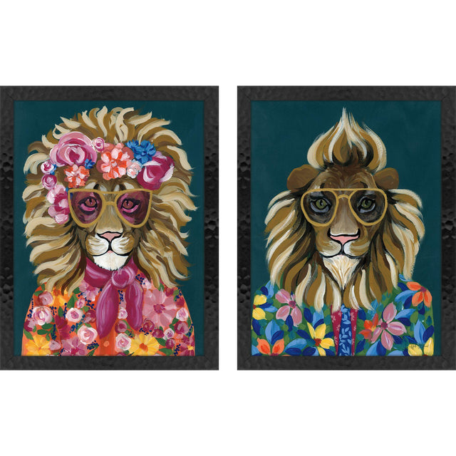 Paragon Miami Lion S/2 Blue 26 X 20 X 1 Wall Art