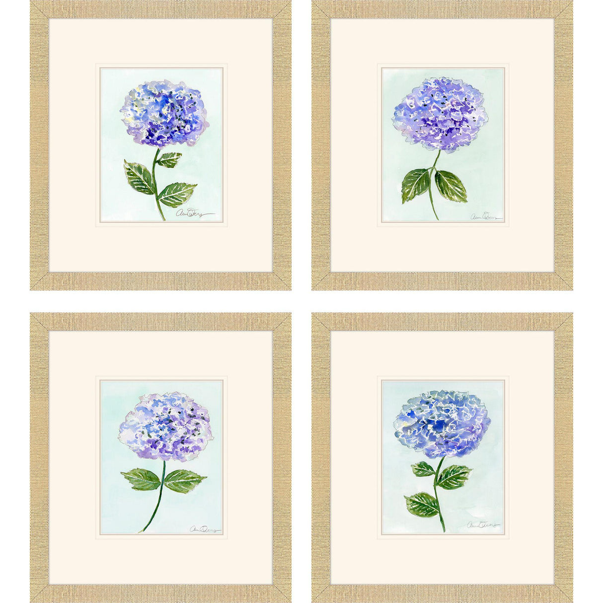 Paragon Hydrangea Stems S/4 Blue 19 X 17 X 1 Wall Art