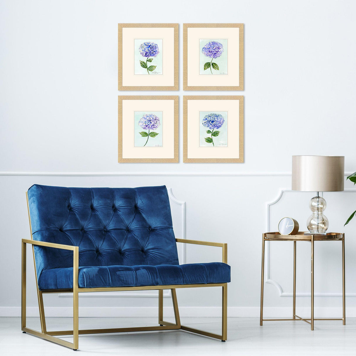Paragon Hydrangea Stems S/4 Blue 19 X 17 X 1 Wall Art