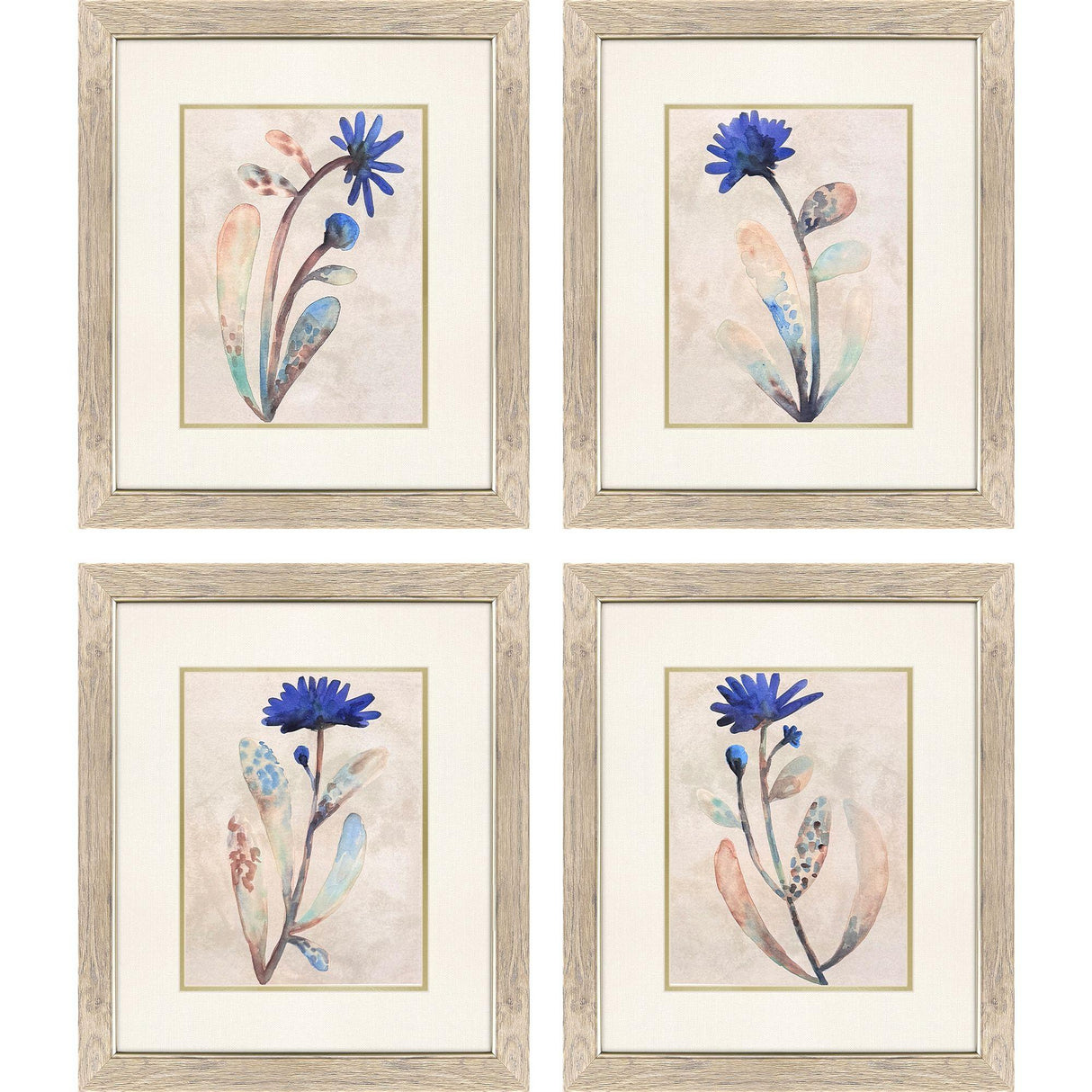 Paragon Blue Folk Garden S/4 Blue 23 X 20 X 1 Wall Art