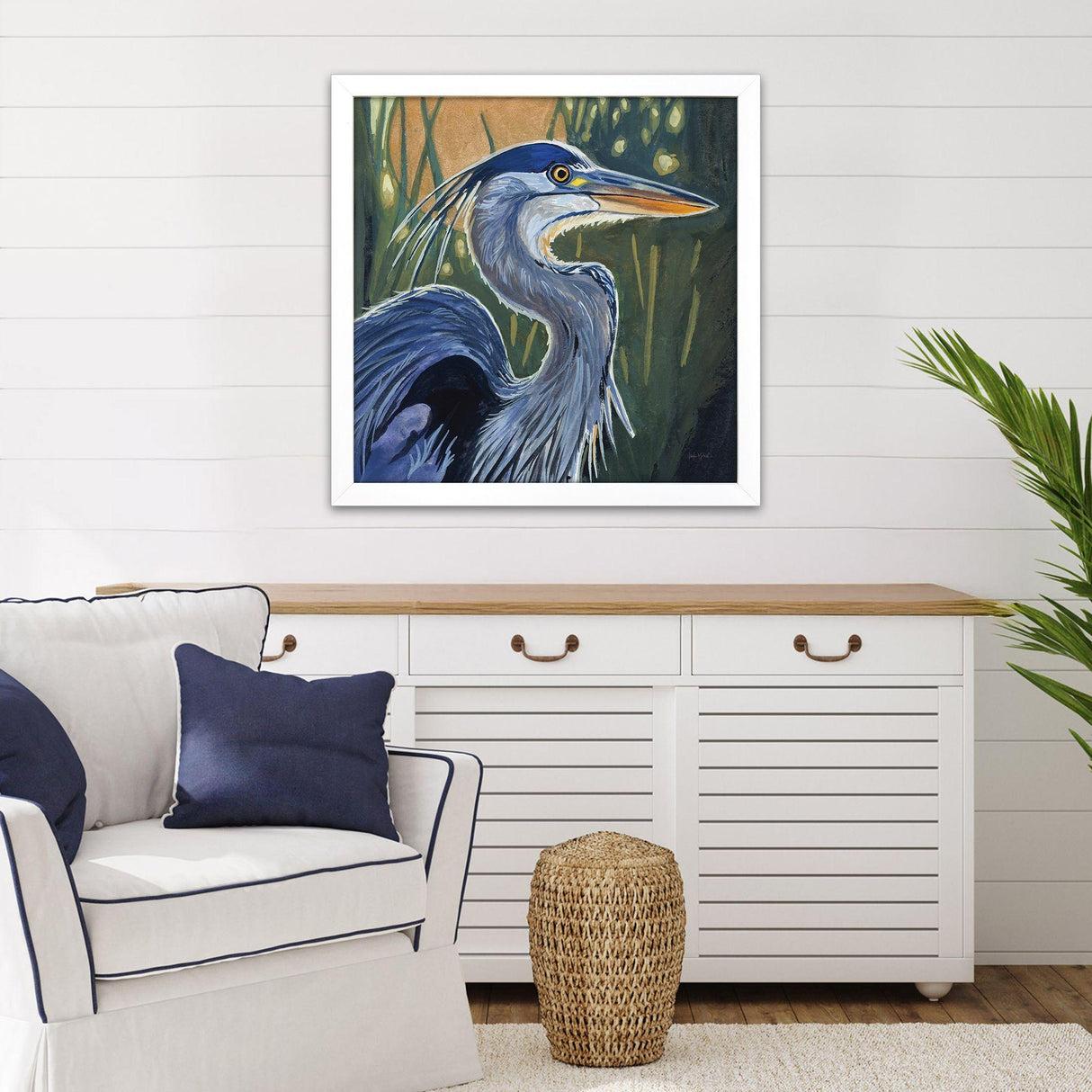 Paragon Blue Heron in Morning Blue 30 X 30 X 2 Wall Art